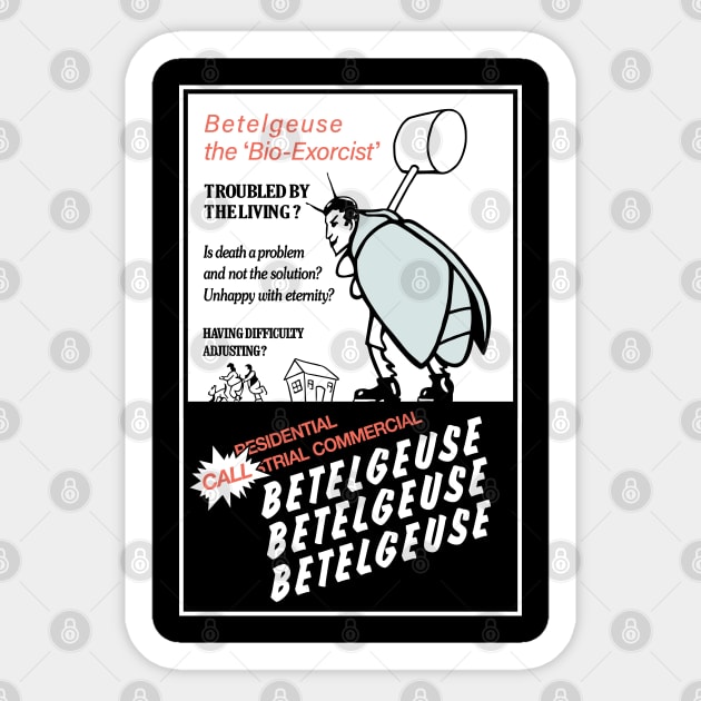 Beetlejuice Flyer - Dark Sticker by Chewbaccadoll